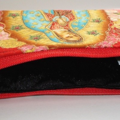 Mexican virgin mary guadalupe wallet coin purse rockabilly- w/zipper big enough 4 make-up