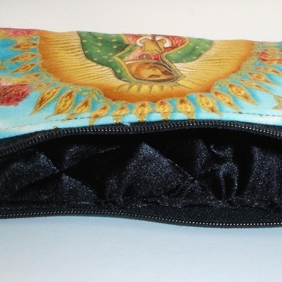 Mexican virgin mary guadalupe wallet coin purse rockabilly- w/zipper big enough 4 make-up