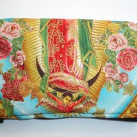 Mexican Virgin Mary Guadalupe wallet coin purse rockabilly- w/zipper Big enough 4 Make-up - Thumbnail 2