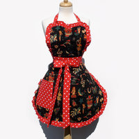 Apron Vintage Tattoo Art Polka Dot  Retro Inspired Full Apron FREE SHIPPING - Thumbnail 1