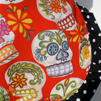 Apron  Mexican Sugar Skulls  Day Of The Dead Retro Inspired Full Apron FREE SHIPPING - Thumbnail 1