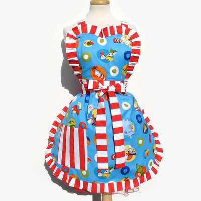 Dr. seuss blue and red  apron  free shipping