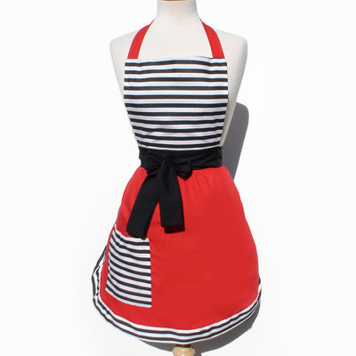 Stripes and Red Chic  Apron