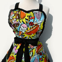 Pop Art  Retro Vintage Inspired 1950s Diner 50s Apron - Thumbnail 4