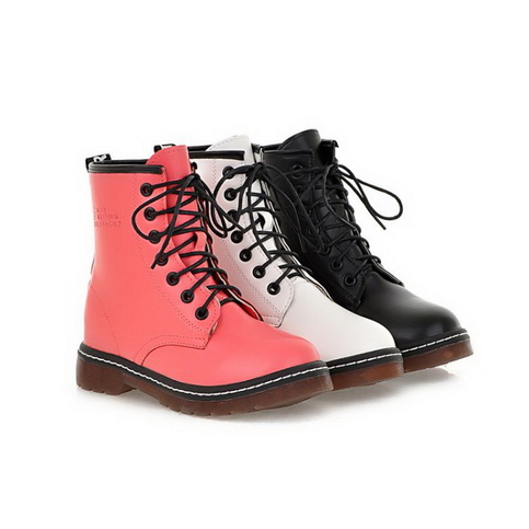 Ladies Round Toe Lace Up Boots