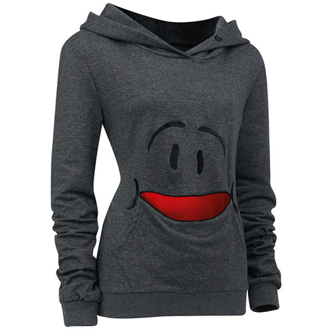 Long Sleeve Smile Pocket Hoodie