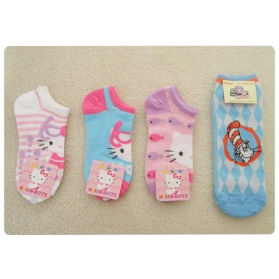 (new with tags) hello kitty and cat in the hat socks