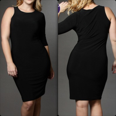 *Plus Size* Black Half Sleeve Midi