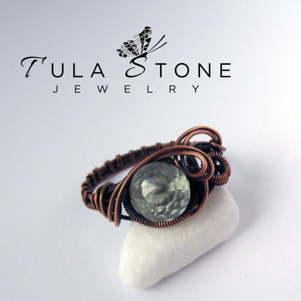 OOAK Copper and Green Amethyst Ring