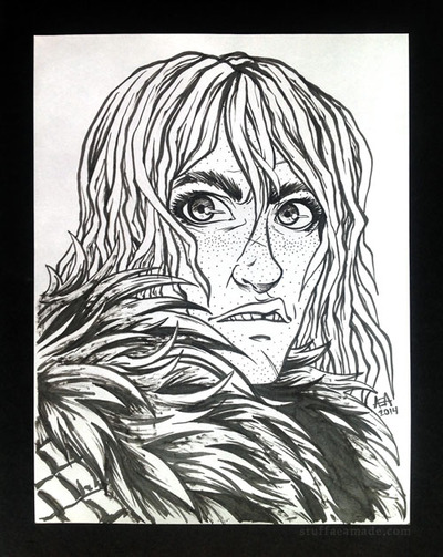 Freckled Woman ink drawing