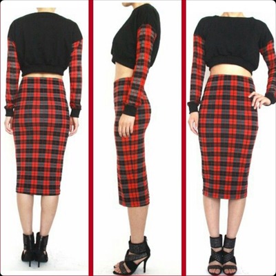 Plaid skirt/crop top