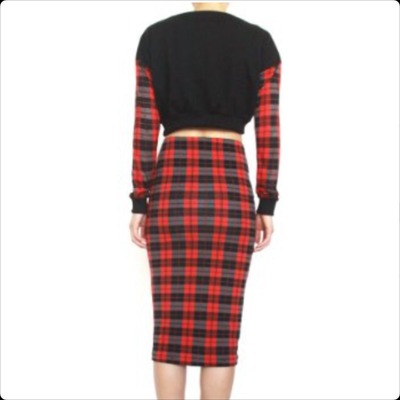 Plaid skirt/crop top