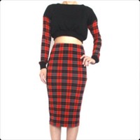 Plaid Skirt/Crop Top - Thumbnail 3