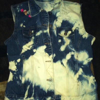 Size medium frayed/acid wash vest with cupcake/ice cream button accents