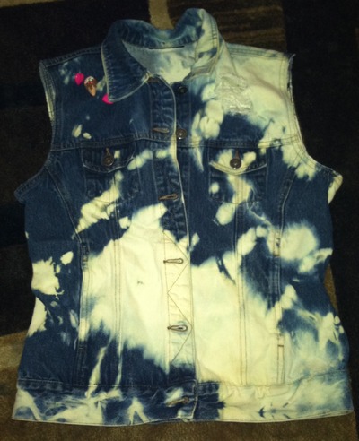 Size Medium Frayed/Acid Wash Vest with Cupcake/Ice Cream button accents