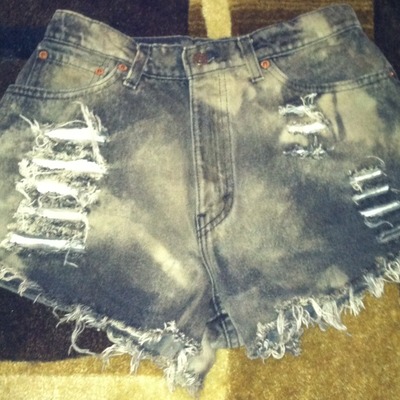 Size 10 black frayed/acid wash denim shorts