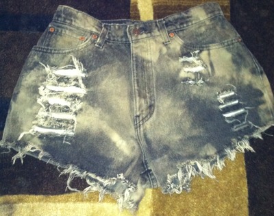 Size 10 Black Frayed/Acid Wash denim shorts