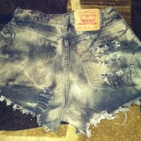 Size 10 Black Frayed/Acid Wash denim shorts - Thumbnail 1