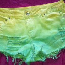 Size 10 Frayed/Dyed denim shorts