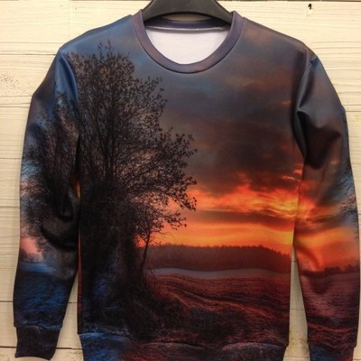 Peaceful village sunset sweater sweatshirt 4 sizes