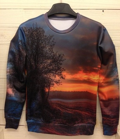 Peaceful Village Sunset Sweater Sweatshirt 4 Sizes