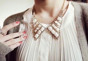 White Gem Rhinestone Collar Necklace