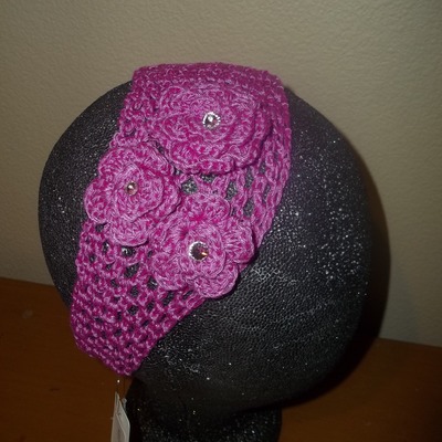 Floral knit headwrap- fuchsia