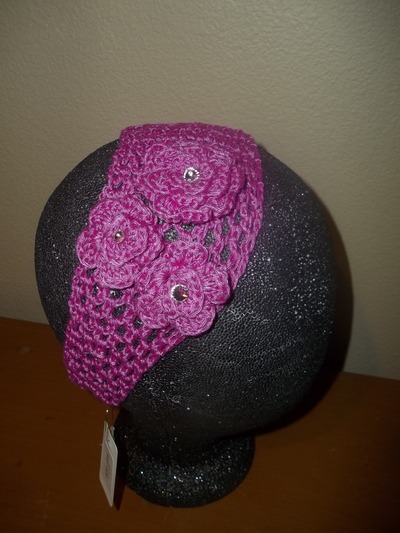 FLORAL KNIT HEADWRAP- fuchsia