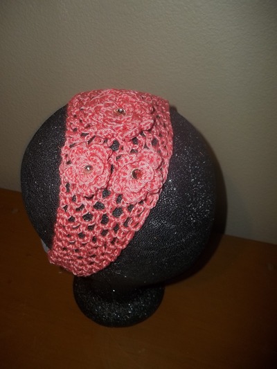FLORAL KNIT HEADWRAP- coral