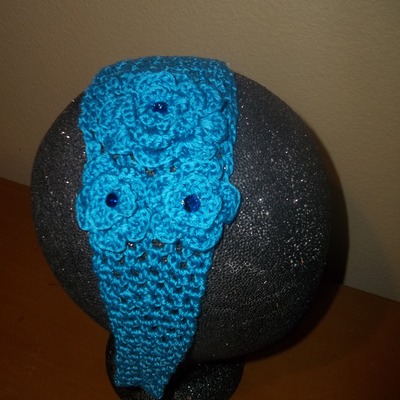 Floral knit headwrap-blue