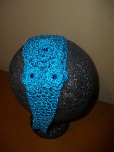 FLORAL KNIT HEADWRAP-blue