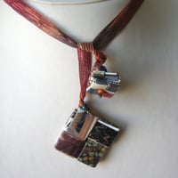 Earthy Lariat Necklace Made With Rescued Paper - Thumbnail 1