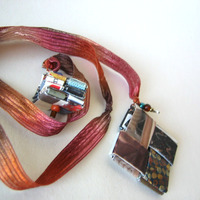 Earthy Lariat Necklace Made With Rescued Paper - Thumbnail 2