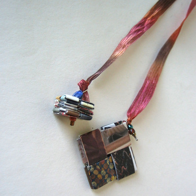 Earthy Lariat Necklace Made With Rescued Paper