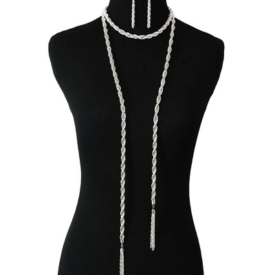 Tassel rope chain necklace set