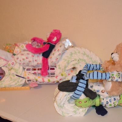 Small motorcycle diaper cake