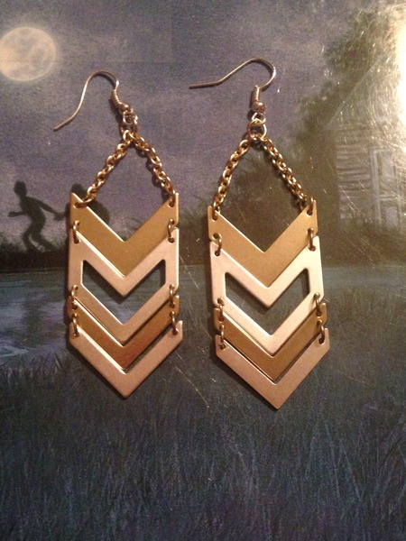 Gold and Silver Chevron Earrings