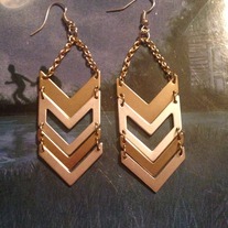 Gold and Silver Chevron Earrings