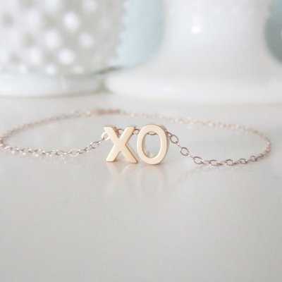Xo bracelet on gold filled chain