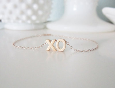 XO bracelet on gold filled chain