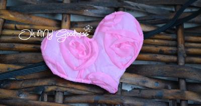 Pink Rose Heart Headband