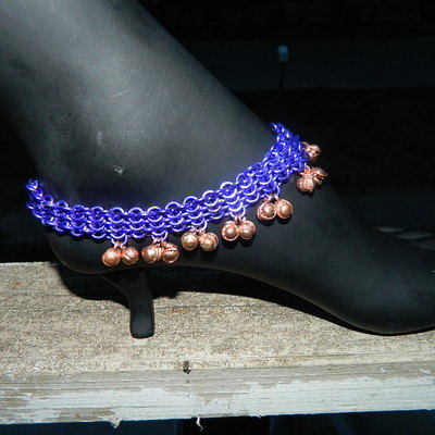 Chain maille cuff with bells