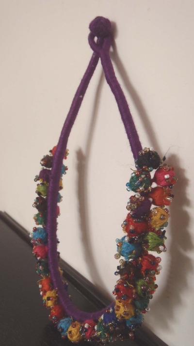 Hand Crafted Thread-Work and glass-beads Necklace: Purple from Jaipur