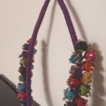 Hand Crafted Thread-Work and glass-beads Necklace: Purple from Jaipur