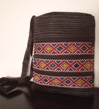 100 percent hand embrodered iPad Mini Sleeve Sling:Black