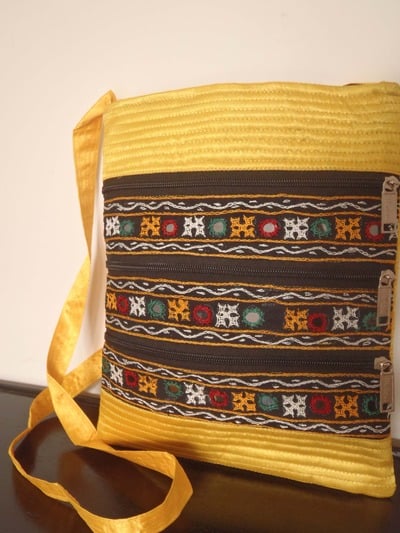 100 percent hand embrodered iPad Mini Sleeve Sling: Neon Yellow