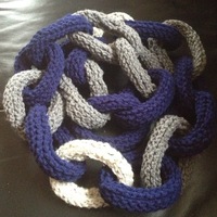 Chain Link Scarf - Navy Blue, Oatmeal and Grey - Thumbnail 2