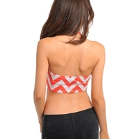 coral halter back crop top - Thumbnail 1