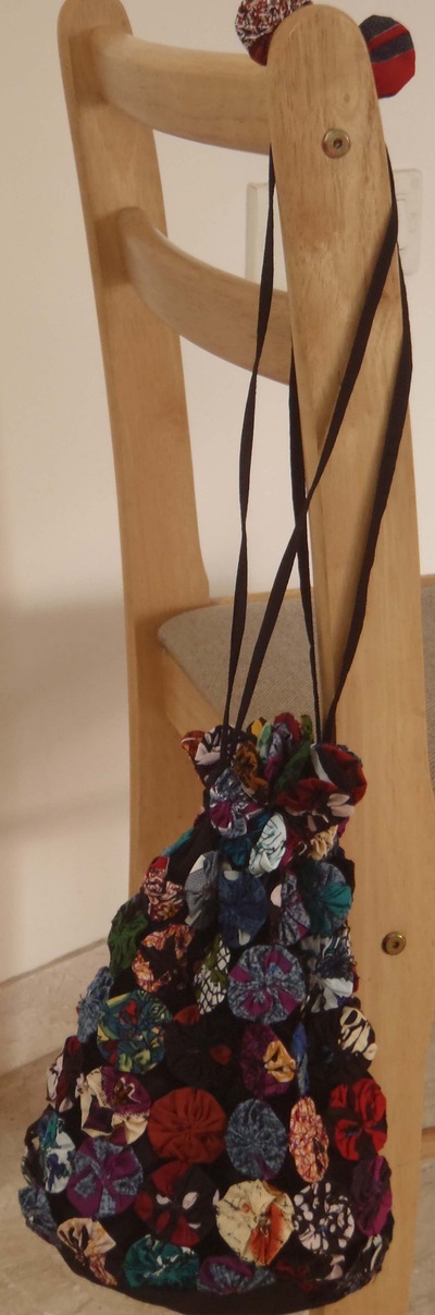 100% Recycled/ Upcycled Flower Bag made of  Indian Saree Fabric ( with fresh unused cut Indian cotton Saree fabric)