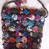 100% Recycled/ Upcycled Flower Bag made of  Indian Saree Fabric ( with fresh unused cut Indian cotton Saree fabric) - Thumbnail 2